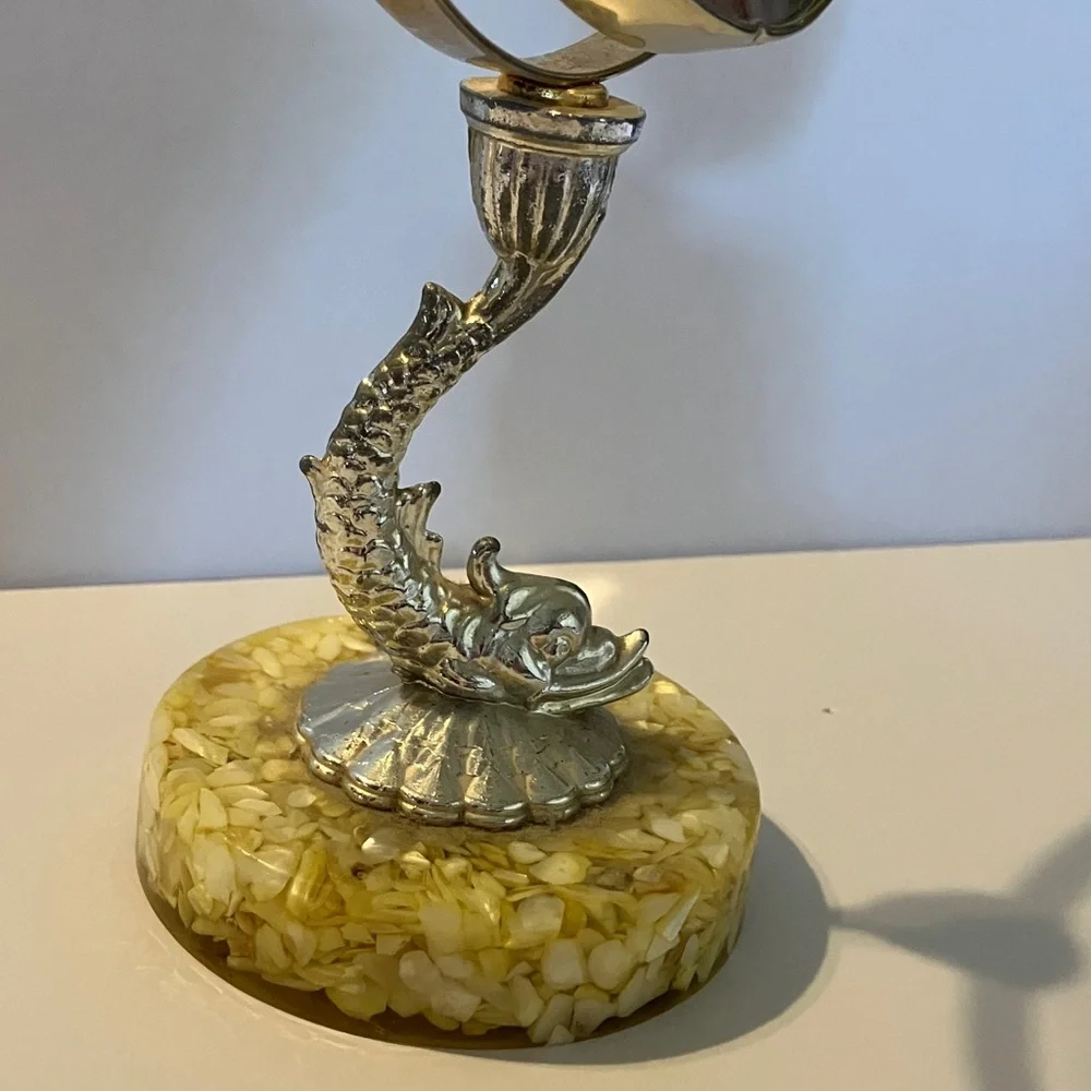 Vintage Metallic Dragonfish‎ Vanity Mirror on Weighted Base